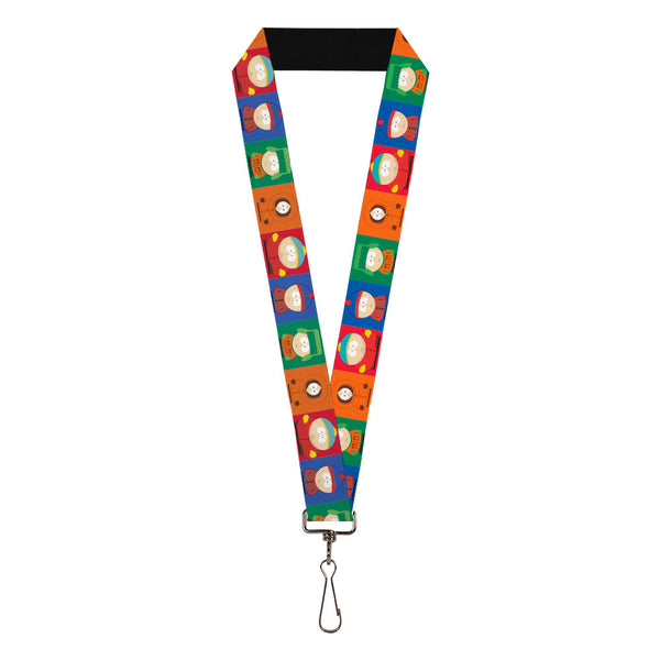 Buckle-Down Lanyard - 1.0" - South Park Boys Pose Blocks Multi Color