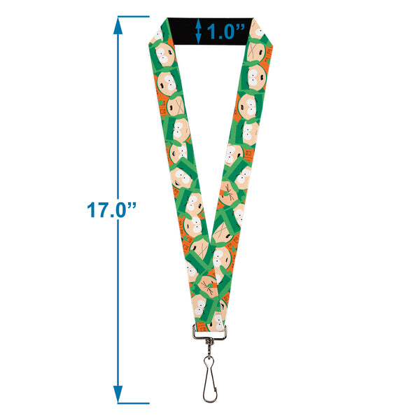 Buckle-Down Lanyard - 1.0" - South Park Kyle Expressions Scattered Green