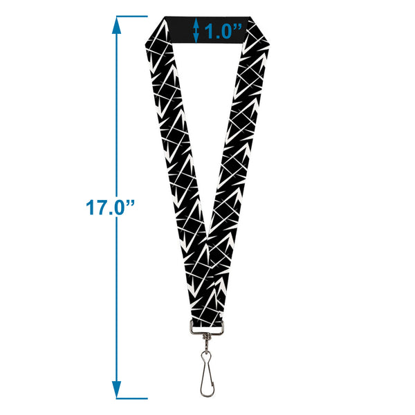 Buckle-Down Lanyard - 1.0" - Spikes Scattered Black White
