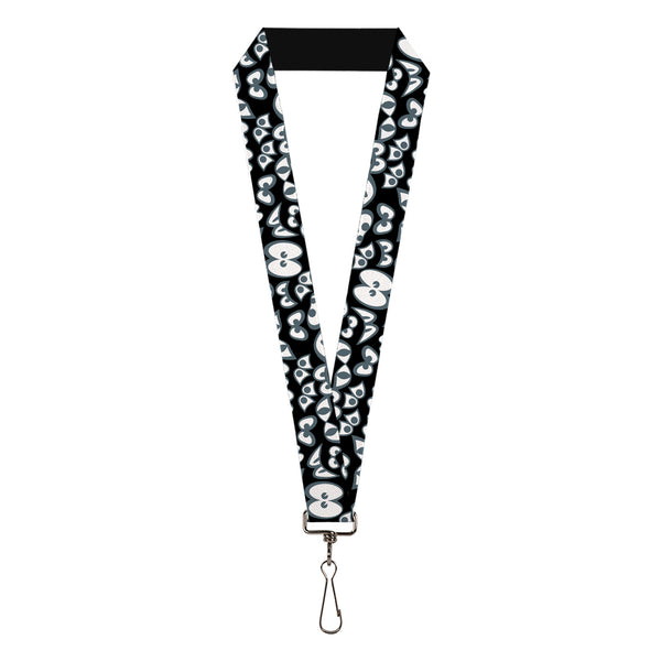 Buckle-Down Lanyard - 1.0" - Spooky Eyes Scattered Black/Gray/White