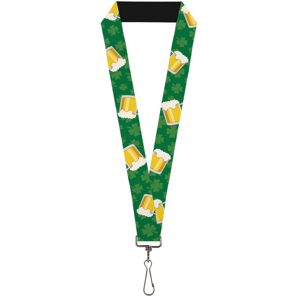 Buckle-Down Lanyard - 1.0" - St Pat's Clovers Beer Mugs Greens