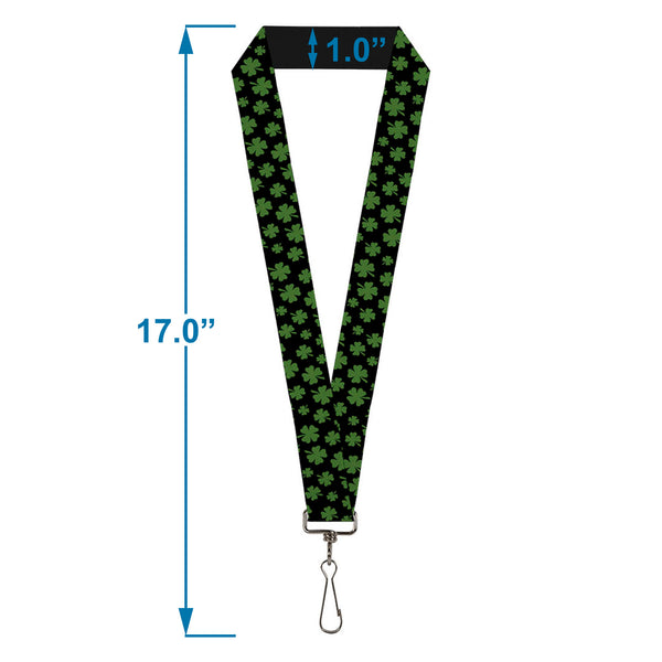 Buckle-Down Lanyard - 1.0" - St Pat's Clovers Scattered Black Green