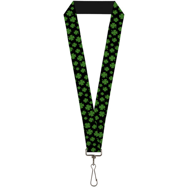 Buckle-Down Lanyard - 1.0" - St Pat's Clovers Scattered Black Green