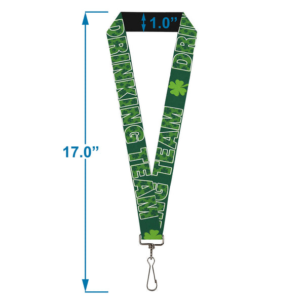Buckle-Down Lanyard - 1.0" - St Pat's DRINKING TEAM Shamrocks Black Green White