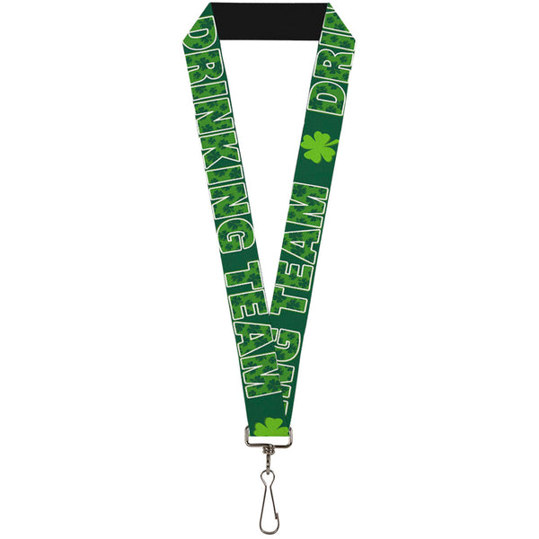 Buckle-Down Lanyard - 1.0" - St Pat's DRINKING TEAM Shamrocks Black Green White