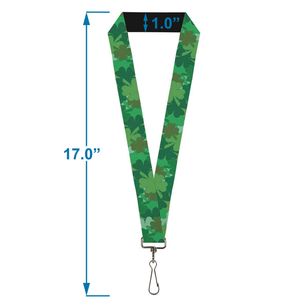 Buckle-Down Lanyard - 1.0" - St Pat's Stacked Shamrocks Greens