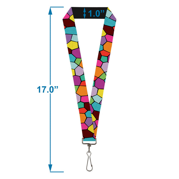 Buckle-Down Lanyard - 1.0" - Stained Glass Mosaic2 Multi Color Navy