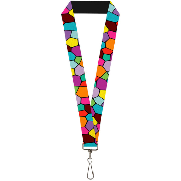Buckle-Down Lanyard - 1.0" - Stained Glass Mosaic2 Multi Color Navy