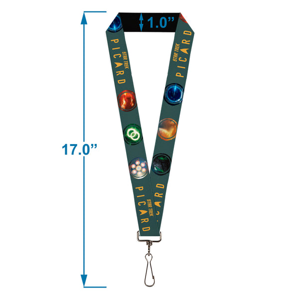 Buckle-Down Lanyard - 1.0" - STAR TREK PICARD Title Logo And Icons Gray/Multi Color