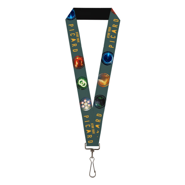 Buckle-Down Lanyard - 1.0" - STAR TREK PICARD Title Logo and Icons Gray/Multi Color