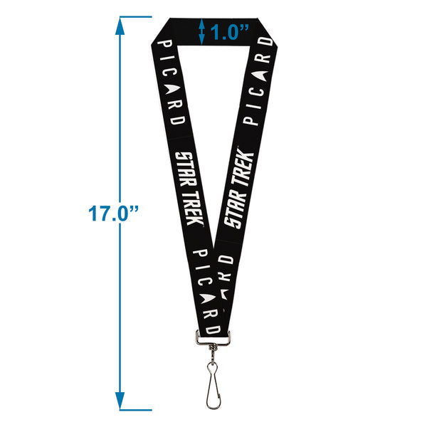 Buckle-Down Lanyard - 1.0" - STAR TREK PICARD Title Logo Black/White