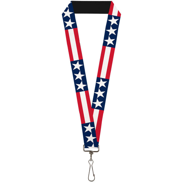 Buckle-Down Lanyard - 1.0" - Stars & Stripes Blue White Red White
