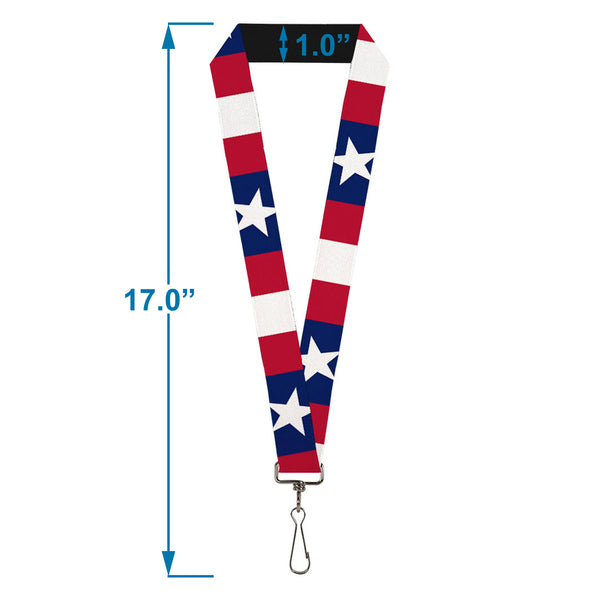Buckle-Down Lanyard - 1.0" - Stars & Stripes Ribbon Red Blue White