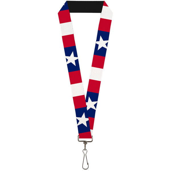 Buckle-Down Lanyard - 1.0" - Stars & Stripes Ribbon Red Blue White