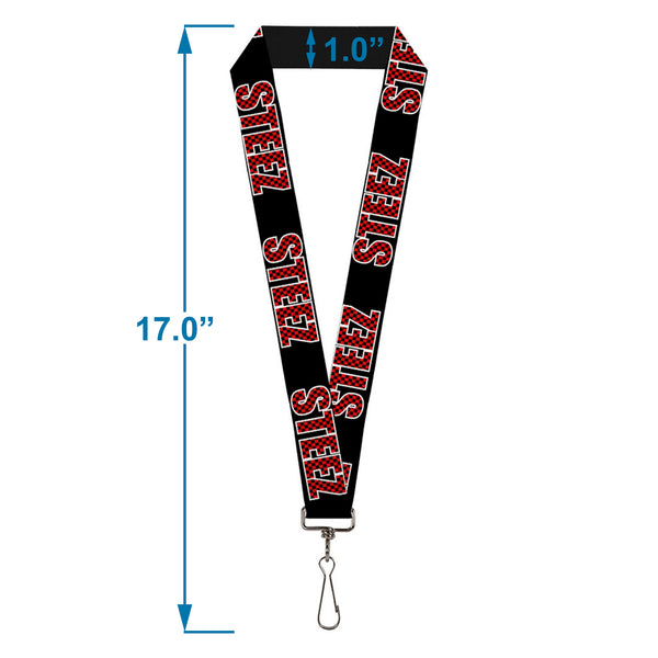 Buckle-Down Lanyard - 1.0" - STEEZ Black Checker Black Red