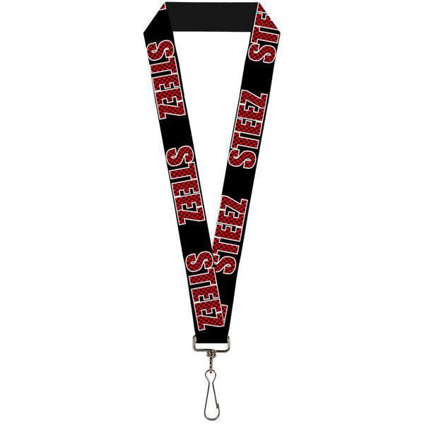 Buckle-Down Lanyard - 1.0" - STEEZ Black Checker Black Red