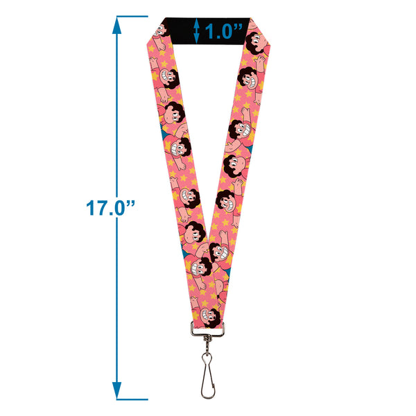 Buckle-Down Lanyard - 1.0" - Steven Universe Poses And Stars Pink/Yellow