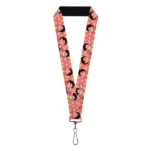 Buckle-Down Lanyard - 1.0" - Steven Universe Poses and Stars Pink/Yellow