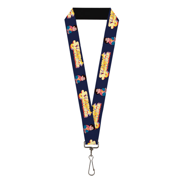Buckle-Down Lanyard - 1.0" - STEVEN UNIVERSE Sitting Pose and Title Logo Navy Blue
