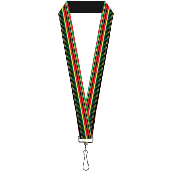 Buckle-Down Lanyard - 1.0" - Stripe Transitions Black Red Green Yellow