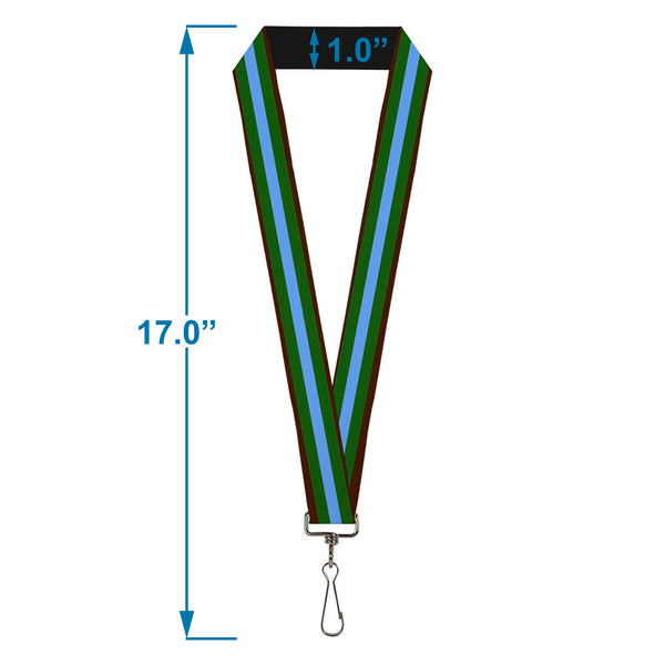 Buckle-Down Lanyard - 1.0" - Stripes Brown Green Baby Blue