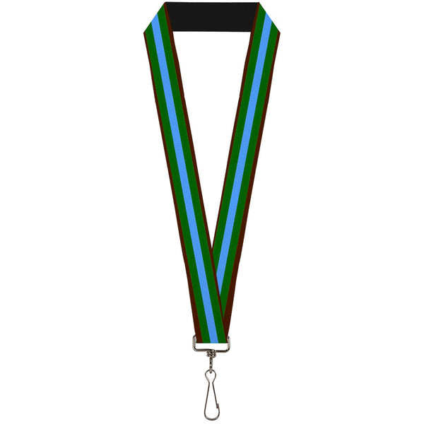 Buckle-Down Lanyard - 1.0" - Stripes Brown Green Baby Blue