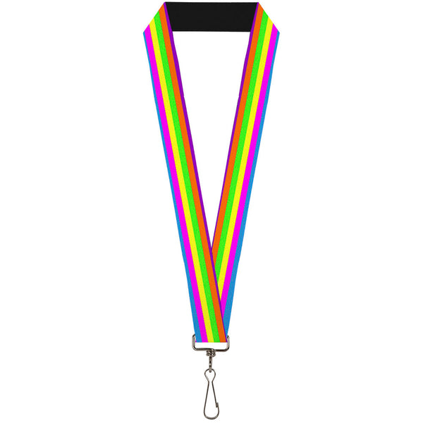 Buckle-Down Lanyard - 1.0" - Stripes Purple Orange Green Yellow Pink Blue