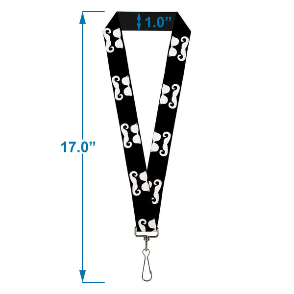 Buckle-Down Lanyard - 1.0" - Sunglasses & Mustache Black White