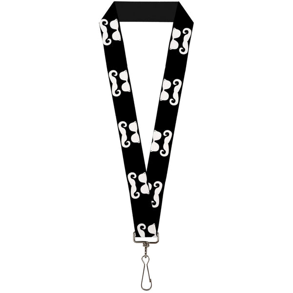 Buckle-Down Lanyard - 1.0" - Sunglasses & Mustache Black White