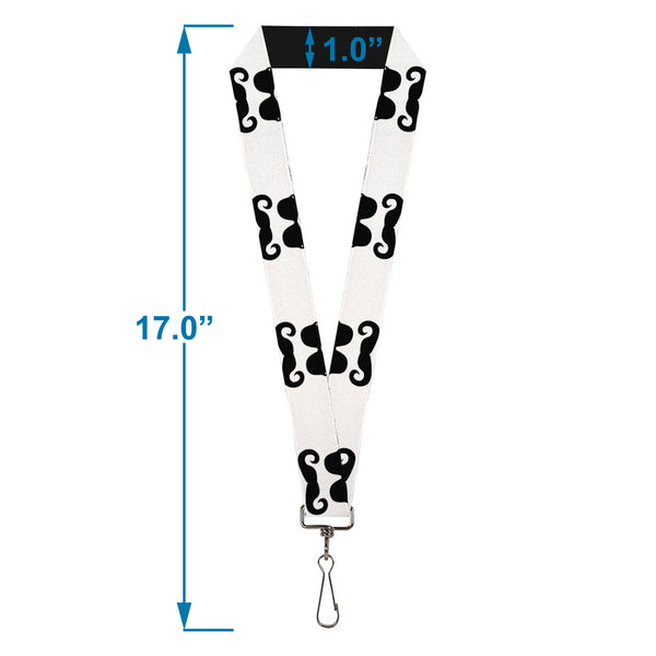 Buckle-Down Lanyard - 1.0" - Sunglasses & Mustache White Black