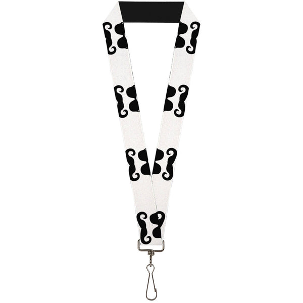 Buckle-Down Lanyard - 1.0" - Sunglasses & Mustache White Black