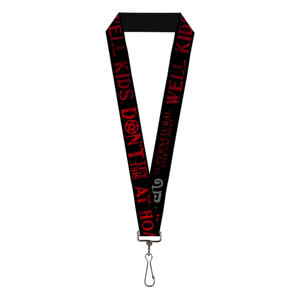 Buckle-Down Lanyard - 1.0" - Supernatural DON'T TRY THIS AT HOME Quote and Icons Black/Red/Gray