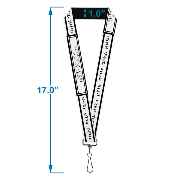 Buckle-Down Lanyard - 1.0" - SUPERNATURAL JOIN THE HUNT Title Logo White/Black