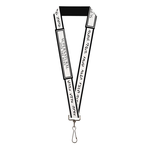 Buckle-Down Lanyard - 1.0" - SUPERNATURAL JOIN THE HUNT Title Logo White/Black