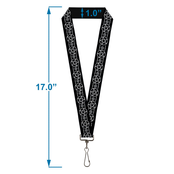 Buckle-Down Lanyard - 1.0" - Supernatural Pentagram Stripe Black/White