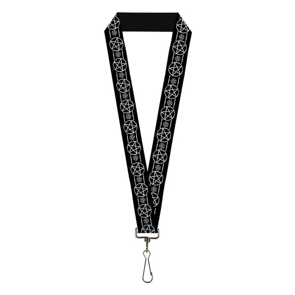 Buckle-Down Lanyard - 1.0" - Supernatural Pentagram Stripe Black/White