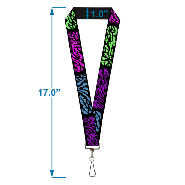 Buckle-Down Lanyard - 1.0" - SWAGG Black Zebra Multi Neon