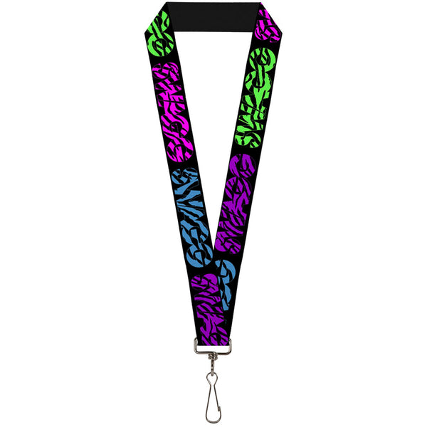 Buckle-Down Lanyard - 1.0" - SWAGG Black Zebra Multi Neon