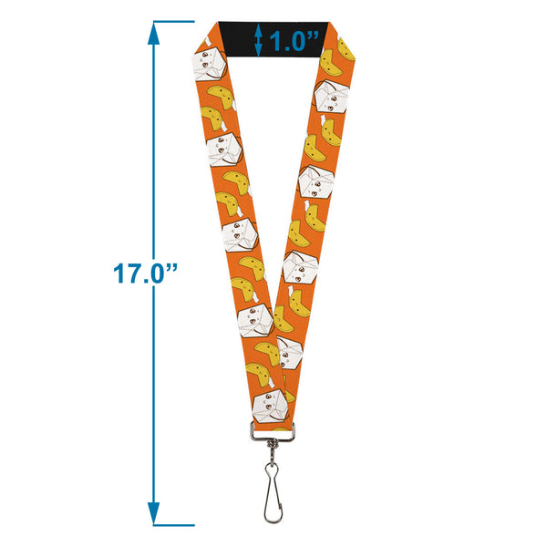 Buckle-Down Lanyard - 1.0" - Take Out Fortune Cookies Orange