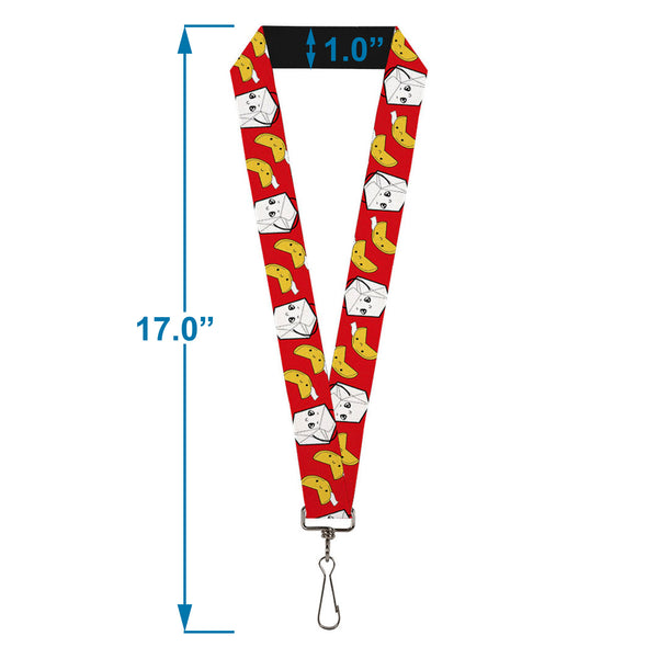 Buckle-Down Lanyard - 1.0" - Take Out Fortune Cookies Red