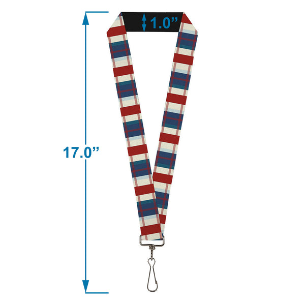 Buckle-Down Lanyard - 1.0" - Tartan Plaid Khaki Blues Red