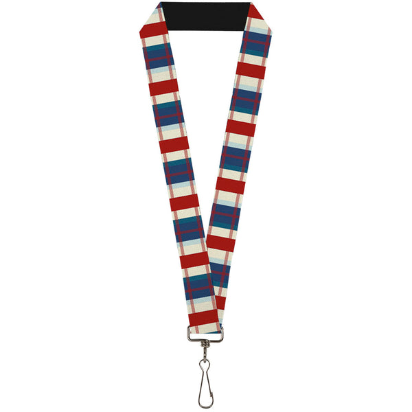 Buckle-Down Lanyard - 1.0" - Tartan Plaid Khaki Blues Red