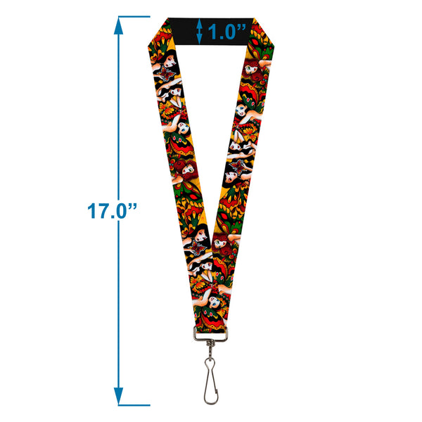 Buckle-Down Lanyard - 1.0" - Tattoo Johnny-Butterfly Girl