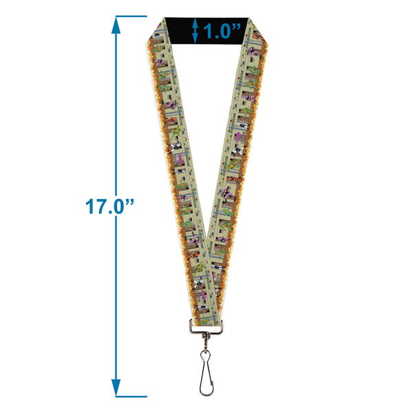 Buckle-Down Lanyard - 1.0" - Teenage Mutant Ninja Turtles Battle Foot Soldiers Ninjas Arcade Scene Tan