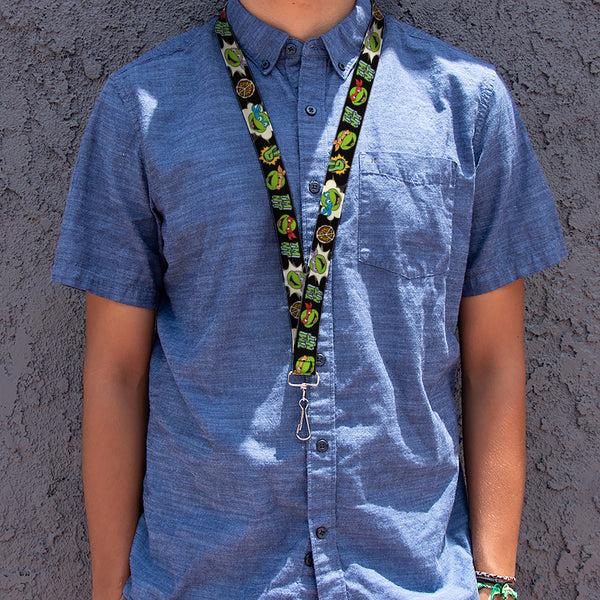 Buckle-Down Lanyard - 1.0" - Teenage Mutant Ninja Turtles Faces And Icons Black/Multi Color