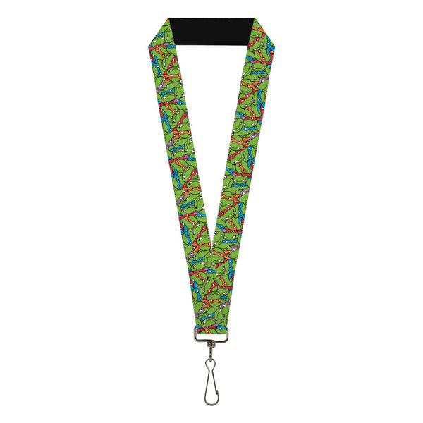 Buckle-Down Lanyard - 1.0" - Teenage Mutant Ninja Turtles Faces Stacked Green/Multi Color