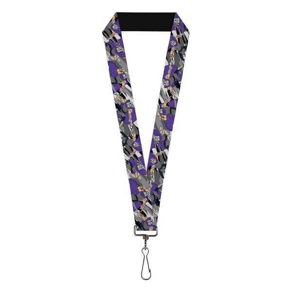 Buckle-Down Lanyard - 1.0" - Teenage Mutant Ninja Turtles Shredder Action Poses Grays/Purple