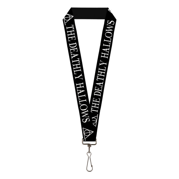 Buckle-Down Lanyard - 1.0" - THE DEATHLY HALLOWS Symbol Black White