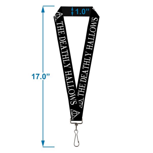 Buckle-Down Lanyard - 1.0" - THE DEATHLY HALLOWS Symbol Black White