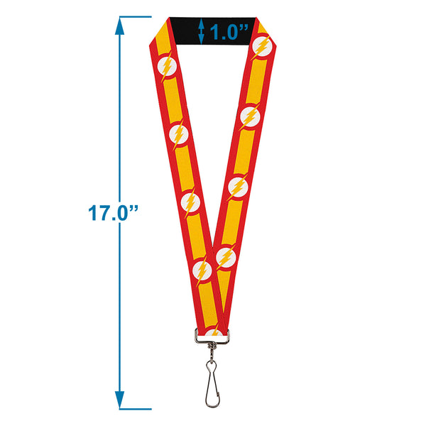 Buckle-Down Lanyard - 1.0" - The Flash Logo7 Stripe Red White Yellow